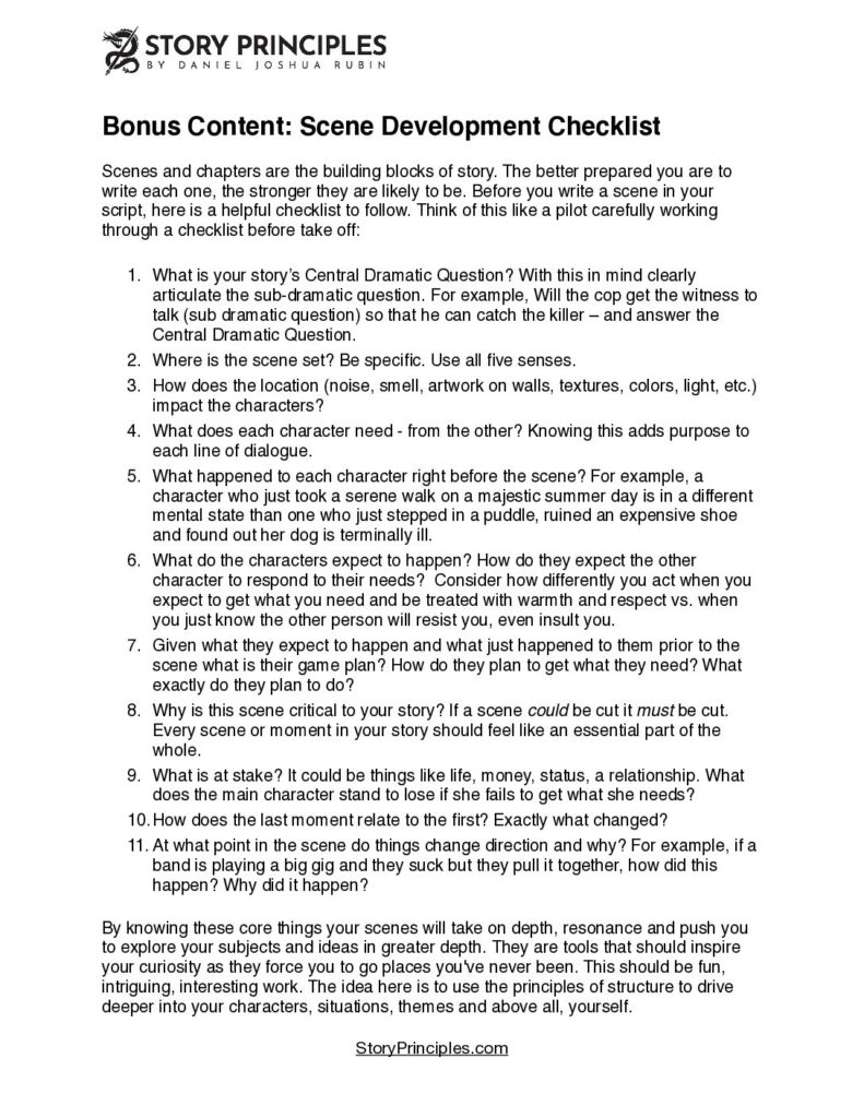 Scene Development Checklist (Checklist) PDF cover