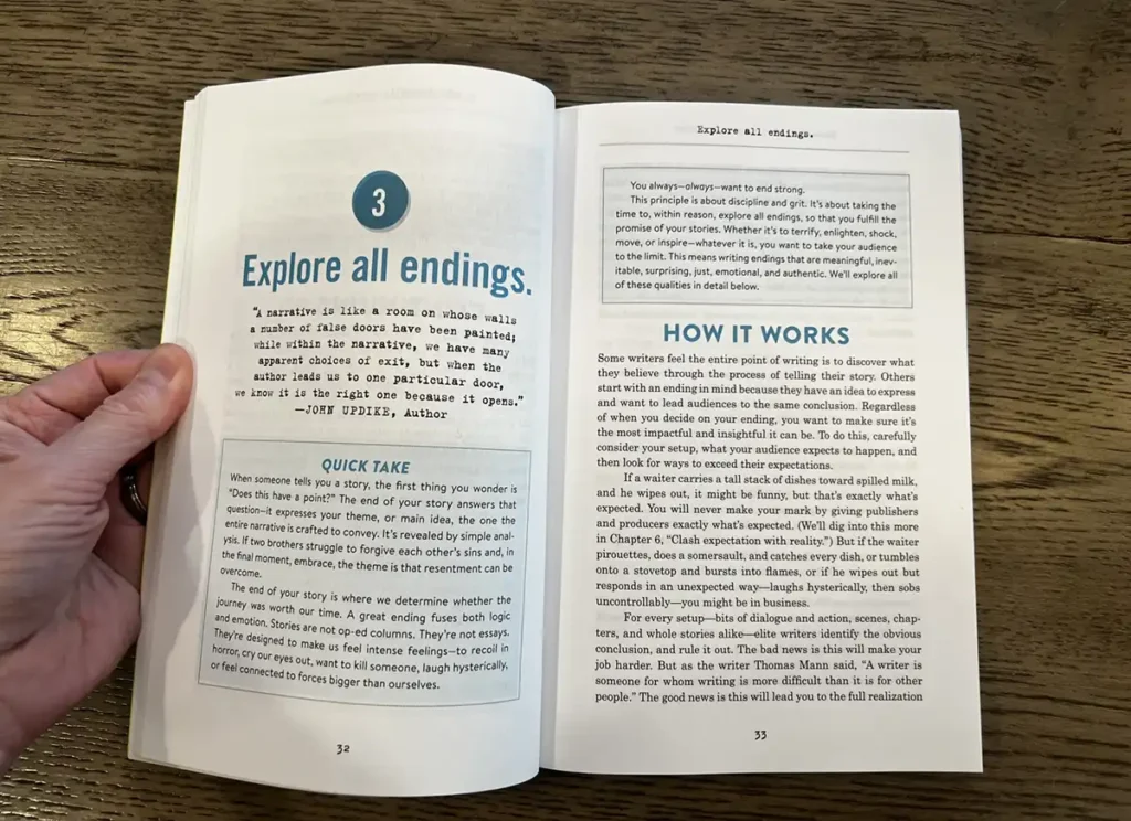 hand holding book open