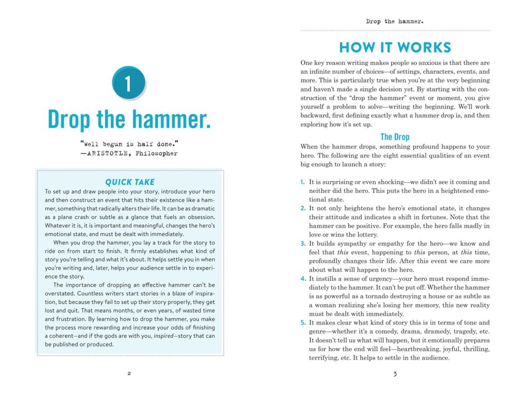 Opening spread of Chapter 1, Drop the hammer.